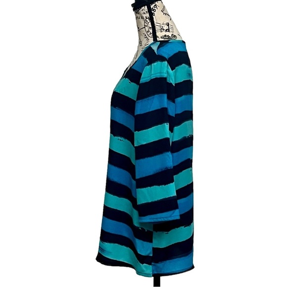 Express Vintage Y2K Striped Tunic Blouse Women’s L Blue Black Batwing Nautical - Picture 3 of 9
